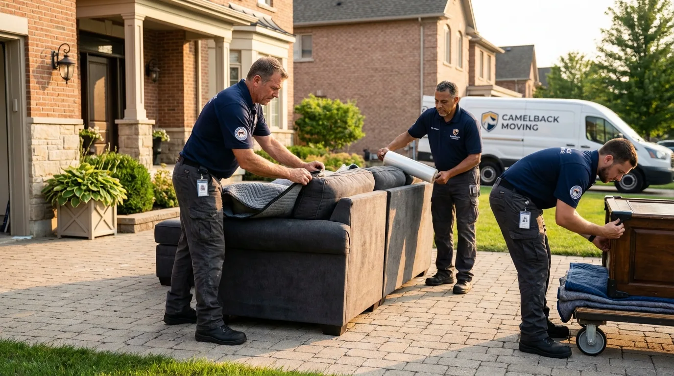 Large estate moving crew wrapping furniture in Iraan, TX